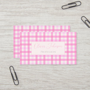Carte De Visite Pink En vichy Plaid À damiers Motif