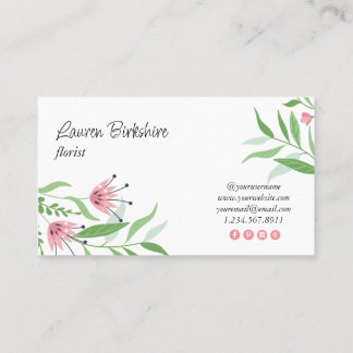 Carte De Visite Pink Floral Business Card