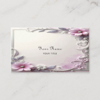 Carte De Visite Pink Floral Frame Business Card