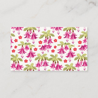 Carte De Visite Pink Fuchsia Floral Pattern – Retro Botanical