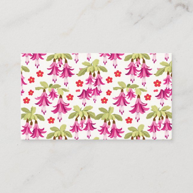 Carte De Visite Pink Fuchsia Floral Pattern – Retro Botanical (Devant)
