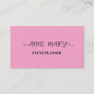 Carte De Visite Pink Girly Calligraphy Event Planner Simple tendan