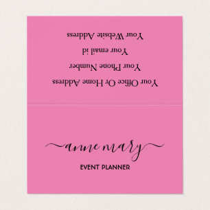 Carte De Visite Pink Girly tendance Calligraphy Event Planner Cool