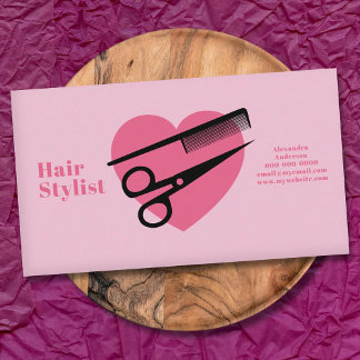 Carte De Visite Pink Heart - Hair Stylist