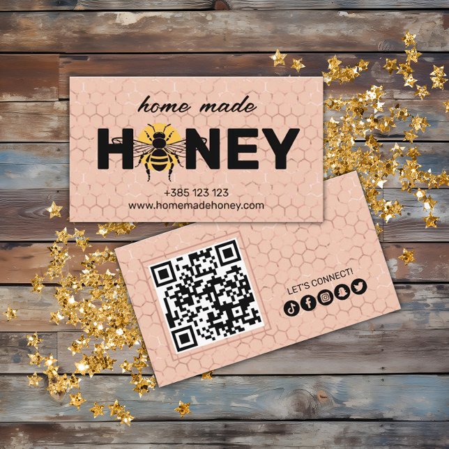 Carte De Visite Pink Honeycomb miel fait maison (Créateur téléchargé)