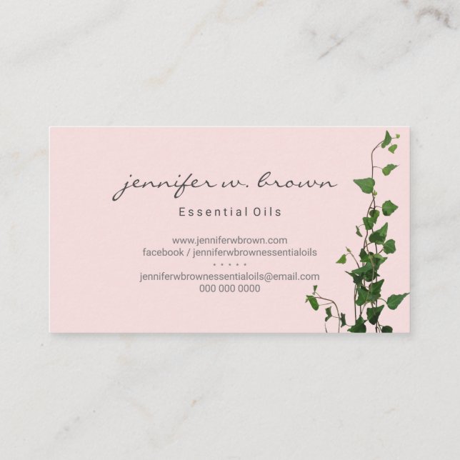 Carte De Visite Pink Ivy Plante Feuille verte (Dos)