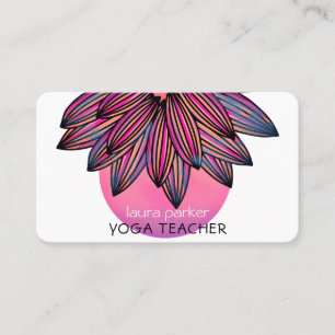 Carte De Visite Pink Lotus Fleur Yoga Méditation Professeur Busine