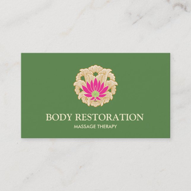 Carte De Visite Pink Lotus Massage Thérapiste Santé naturelle (Devant)
