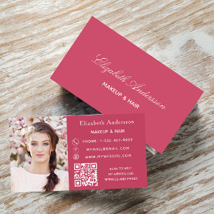 Carte De Visite Pink magenta photo code qr élégant