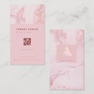 Carte De Visite Pink marble QR business card