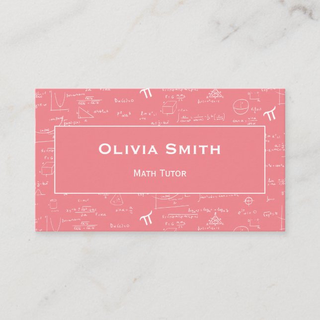 Carte De Visite Pink Math Tutor Enseignant Formule Motif (Devant)