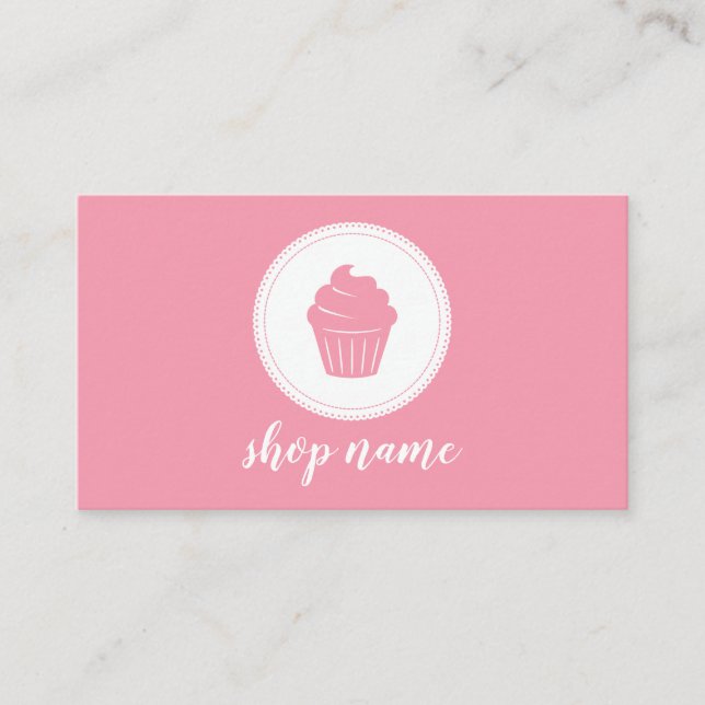 Carte De Visite Pink Minimalist Cupcake Baker Business Card (Devant)