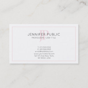 Carte De Visite Pink Monogrammed Minimaliste Chic Plain tendance