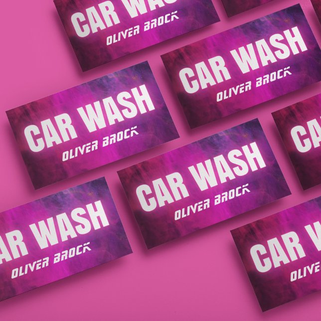 Carte De Visite Pink Neon Auto Détaillant Lavage de voiture (Créateur téléchargé)