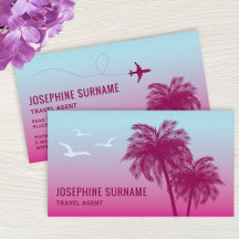 Pink Palm Trees Tropical Sunset Agent de voyage