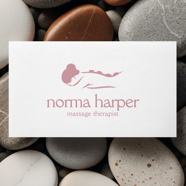 Carte De Visite Pink Plain Stone Massage Thérapie Bien-être Spa de (Créateur téléchargé)