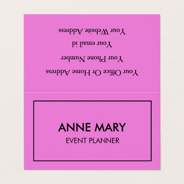 Carte De Visite Pink Purple Girly Lavender Event Planner Élégant (Extérieur déplié)