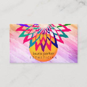 Carte De Visite Pink Rainbow Lotus Fleur Yoga Méditation de l'ense