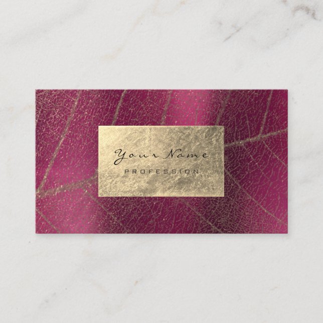 Carte De Visite Pink Raspberry Sepia Gold Foil Botanical Delicical (Devant)