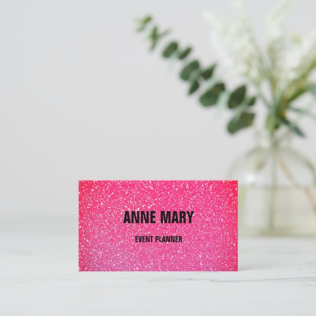 Carte De Visite Pink Rose Rose Gold Red Parties scintillant Mariag (Debout devant)