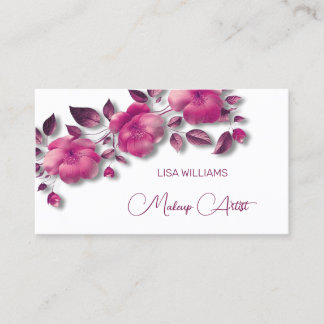 Carte De Visite Pink Shiny Metallic Flower 