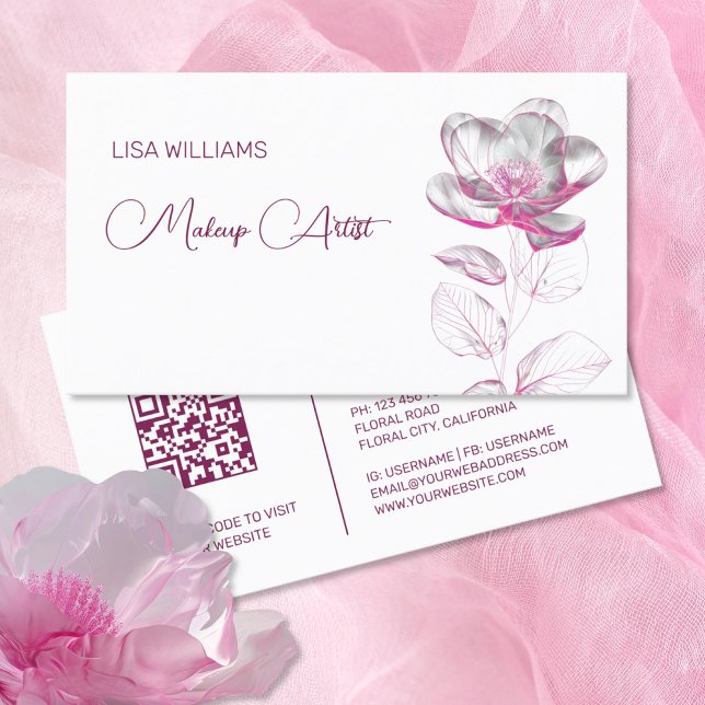 Carte De Visite Pink Shiny Metallic Flower  (Créateur téléchargé)