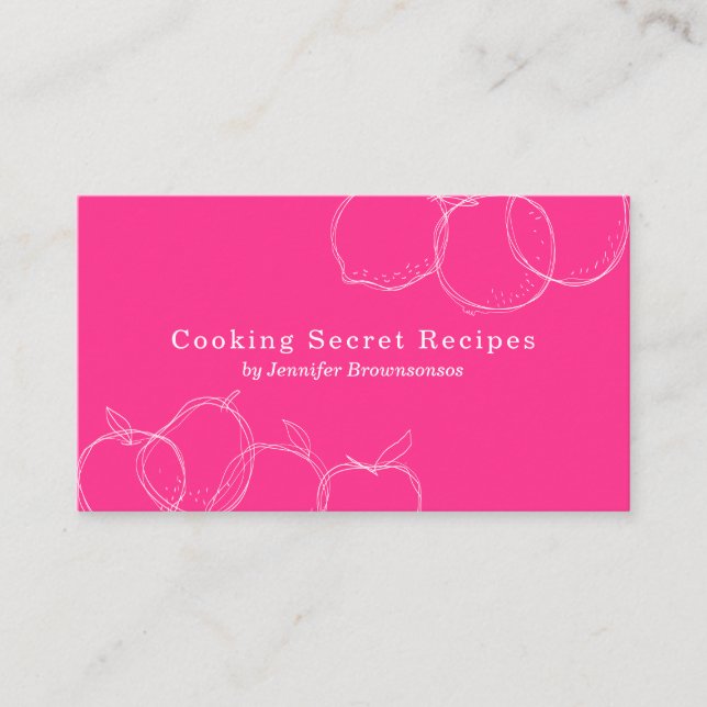 Carte De Visite Pink Simple artisanal croquis de fruits recettes d (Devant)