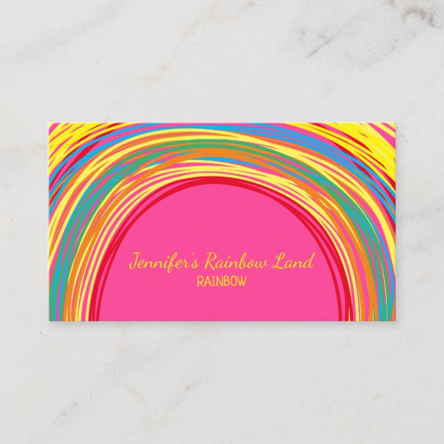 Carte De Visite Pink Sketch Kids Dessin Rainbow (Devant)