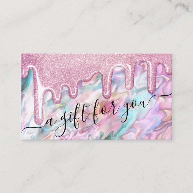 Carte De Visite Pink Turquoise Pearl Opal Parties scintillant cert (Devant)