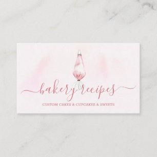 Carte De Visite Pink Watercolor Bakery Boutique Chef Cook
