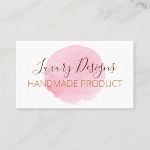Carte De Visite Pink Watercolor On White Handmade