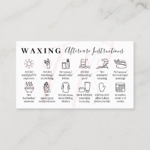 Carte De Visite Pink Waxing après-soin douze conseils instruction