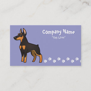 Carte De Visite Pinscher de dobermann de bande dessinée (oreilles