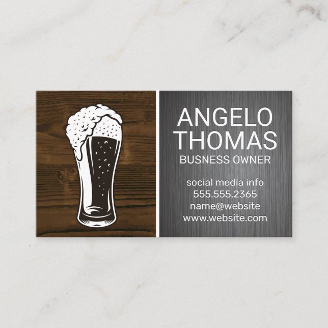 Carte De Visite Pint de bière | Bois et métaux (Devant)