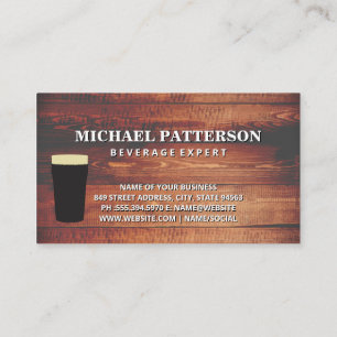 Carte De Visite Pint de bière   Bois rustique