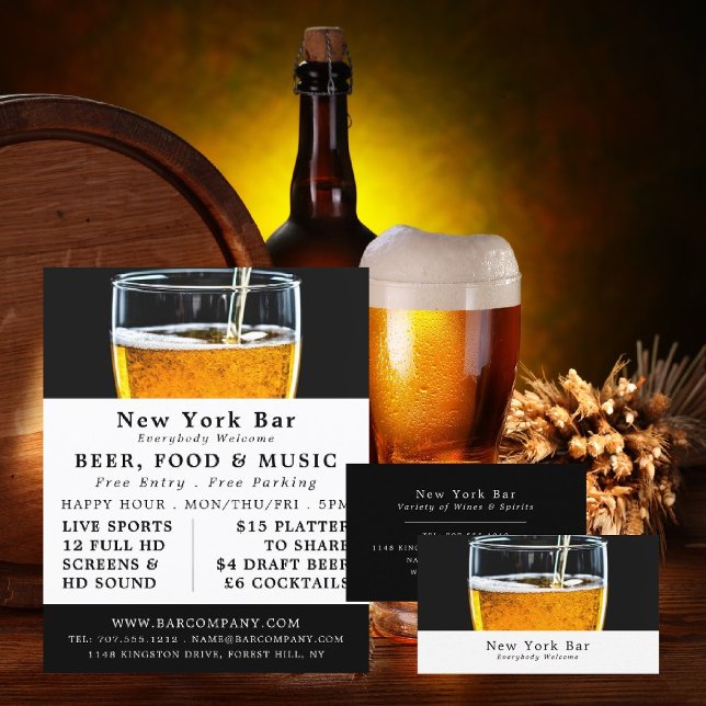Carte De Visite Pint de bière, Pub/Brasserie (Créateur téléchargé)