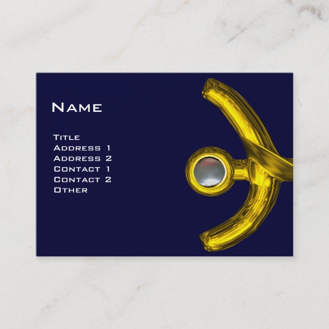 Carte De Visite PISCES ABSTRAIT, bleu perle jaune gris rose (Devant)