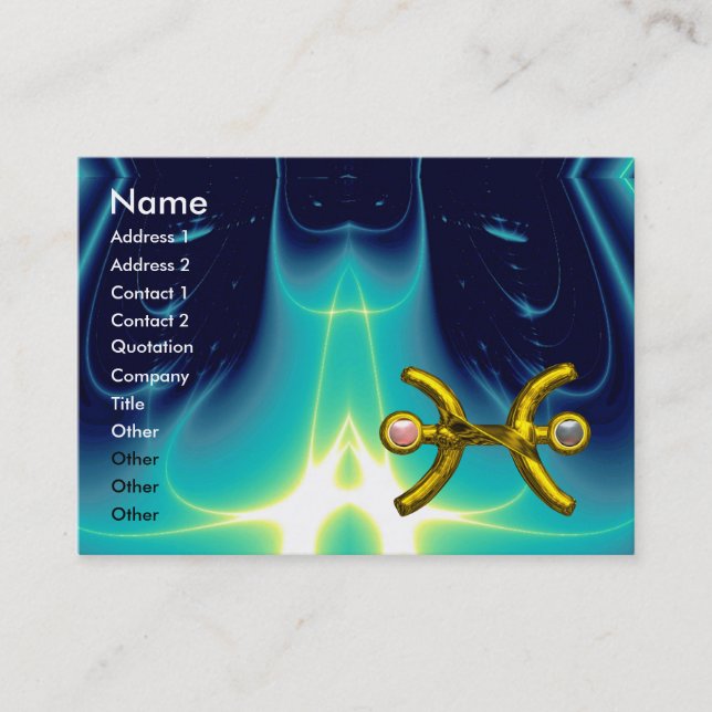 Carte De Visite PISCES, perle, brillant bleu turquase rose (Devant)