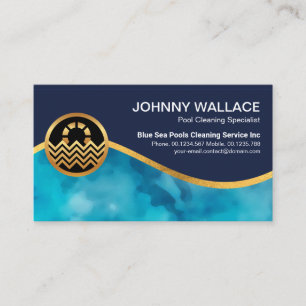 Carte De Visite Piscine Bleue Clair Piscine d'eau Wave Gold 