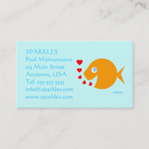 Carte De Visite Piscine Cartoon Cute Poisson d'or Turquoise