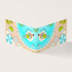 Carte De Visite Piscine mec sur la plage tropicale estivale vacanc