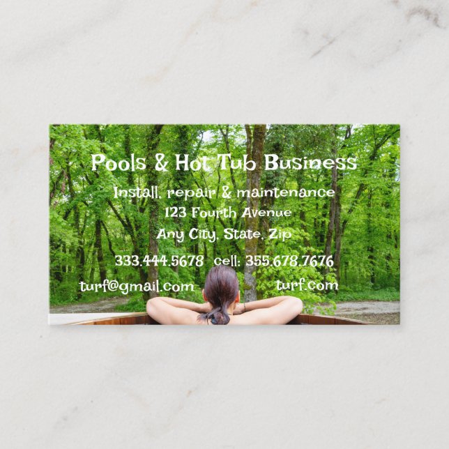 Carte De Visite Piscines Bain à remous Sauna Construction Service  (Devant)