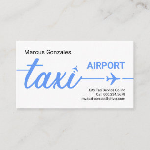 Carte De Visite Piste d'avion de taxi bleu