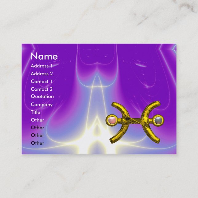 Carte De Visite PISTES OR ZODIAC SIGNE Astrologie Violet violet (Devant)