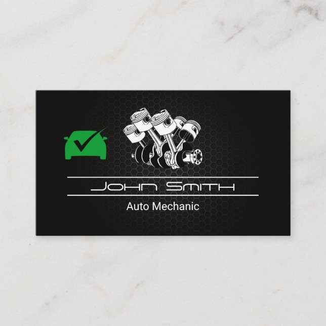 Carte De Visite Piston Moteur de voiture Fibres de carbone | Vérif (Devant)