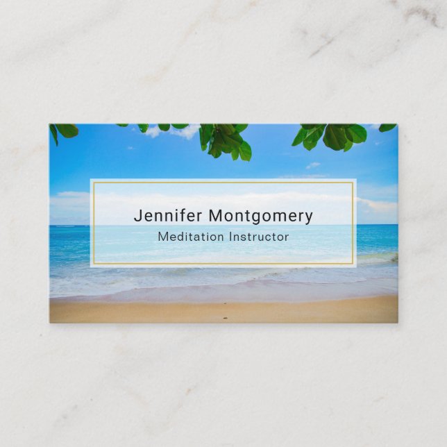 Carte De Visite Pittoresque Tropical Beach Sable de soleil et Surf (Devant)