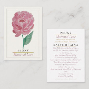 Carte De Visite Pivoine rose Jardin de Marie Sainte Prière   Mater