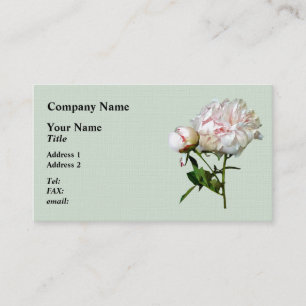 Carte De Visite Pivoine rose pâle et bourgeon