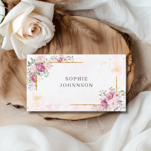 Carte De Visite Pivoines avec cadre doré