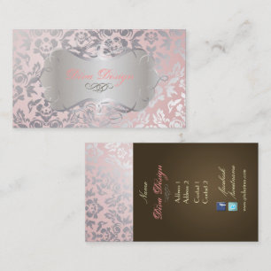 Carte De Visite Pix-Dezines Haute-Coutour Damask, Faux Silver